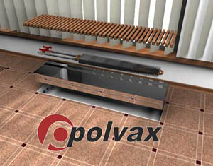Конвектор внутрипольный Polvax КV-D 300-1250-125 для влажных помещений с принудительной конвекцией (с вентилятором)